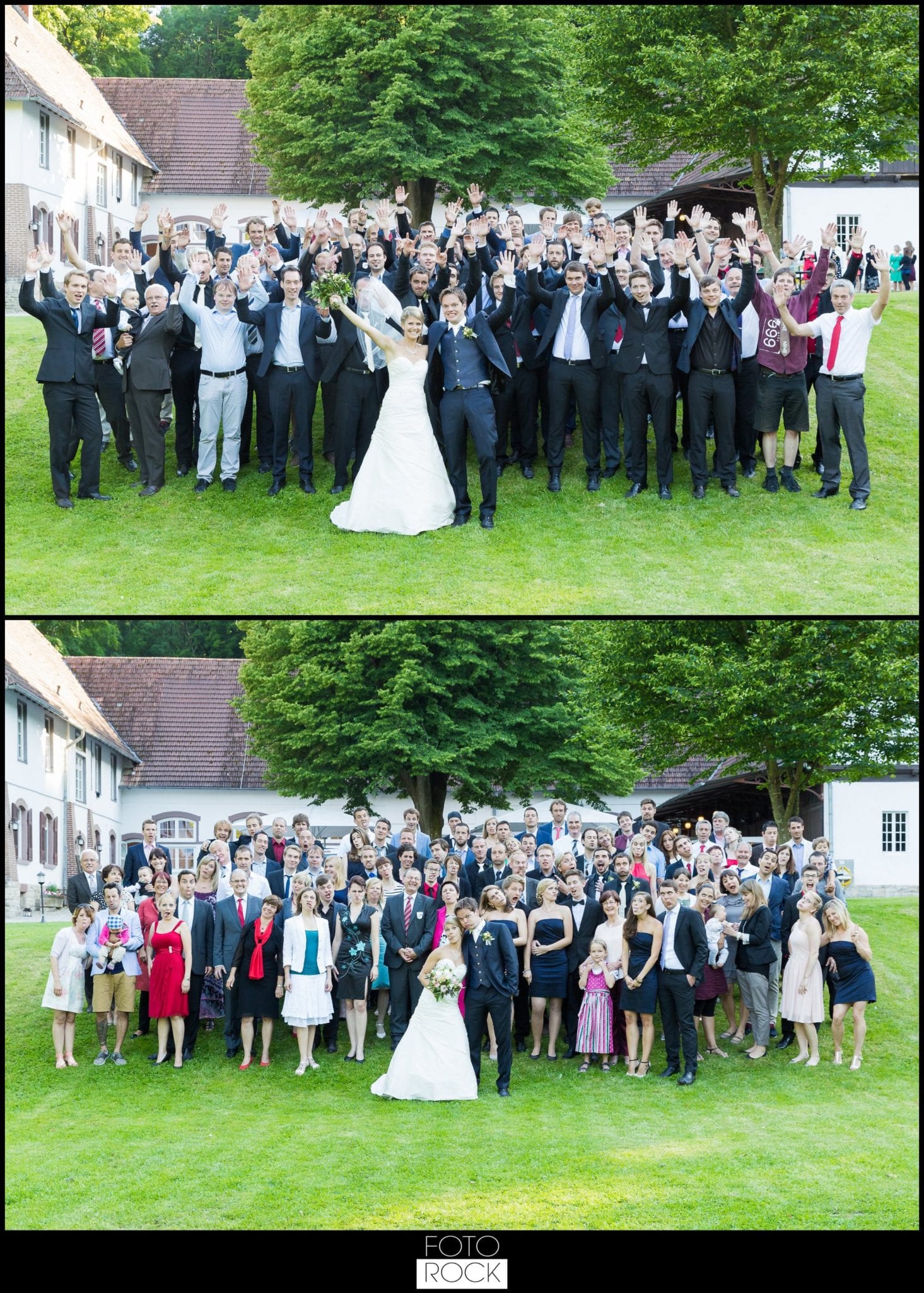 Hochzeit Lilienhof Ihringen Brautpaar Gäste Gruppenbild